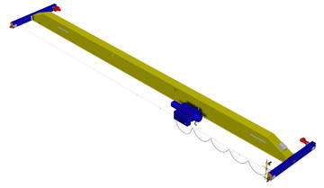 Кран мостовой электрический однобалочный опорный, схема-модель